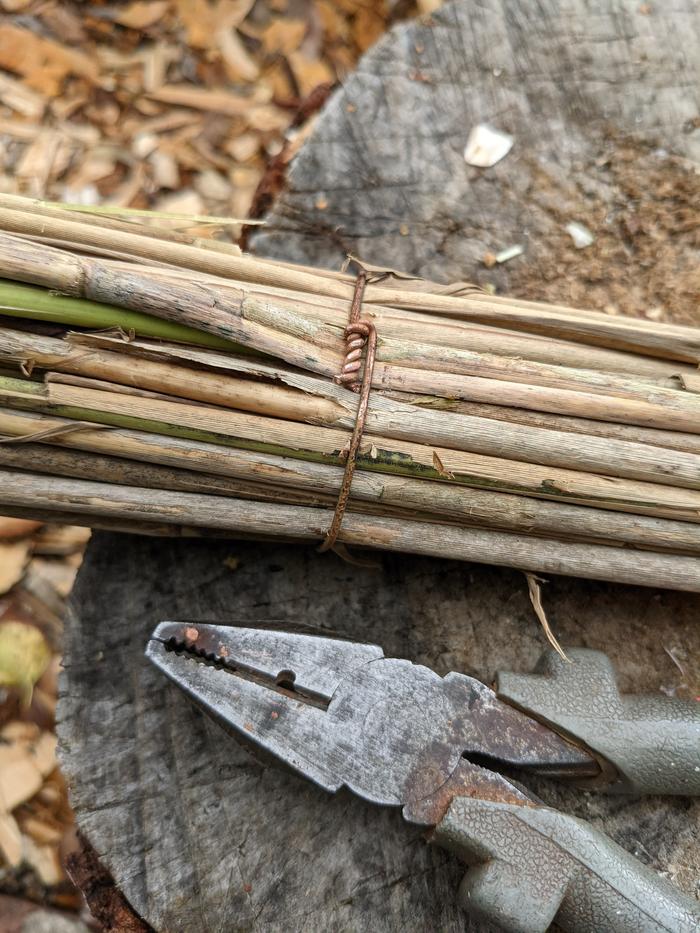 Bristles wired in place