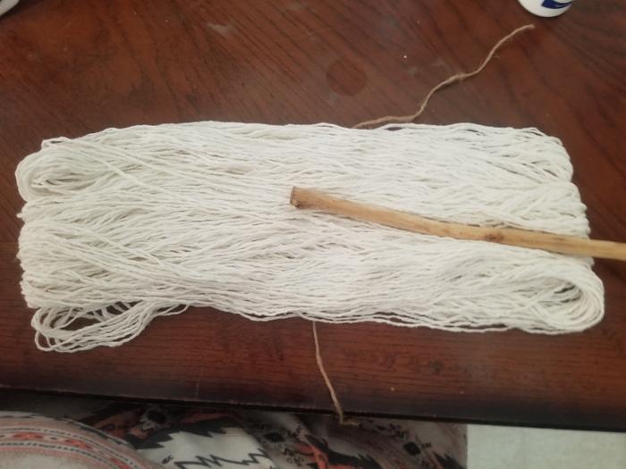 4 ply cotton tied on with jute twine 