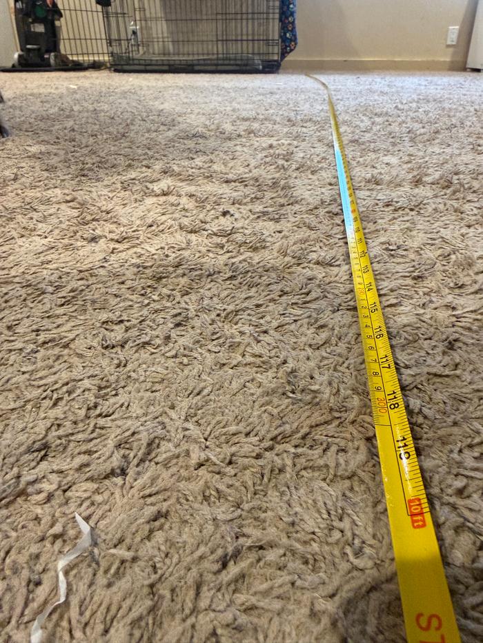 Length is probably 15 feet. Again, small tape measure