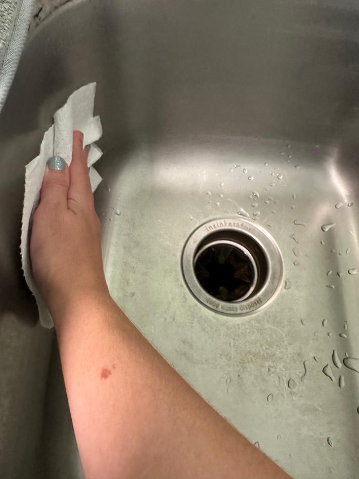 Wiped sink down with paper towels