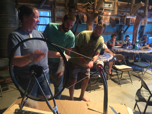 Demonstrating the Spinning Wheel from Bicycle Parts