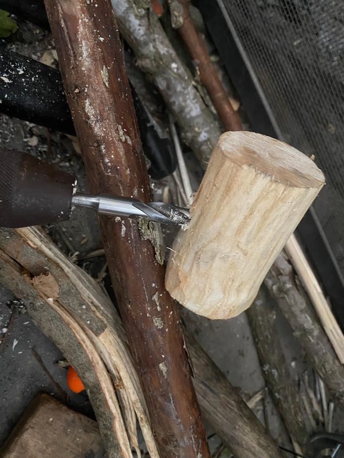 I continued by simply twisting as the force from the hand drill was not sufficient