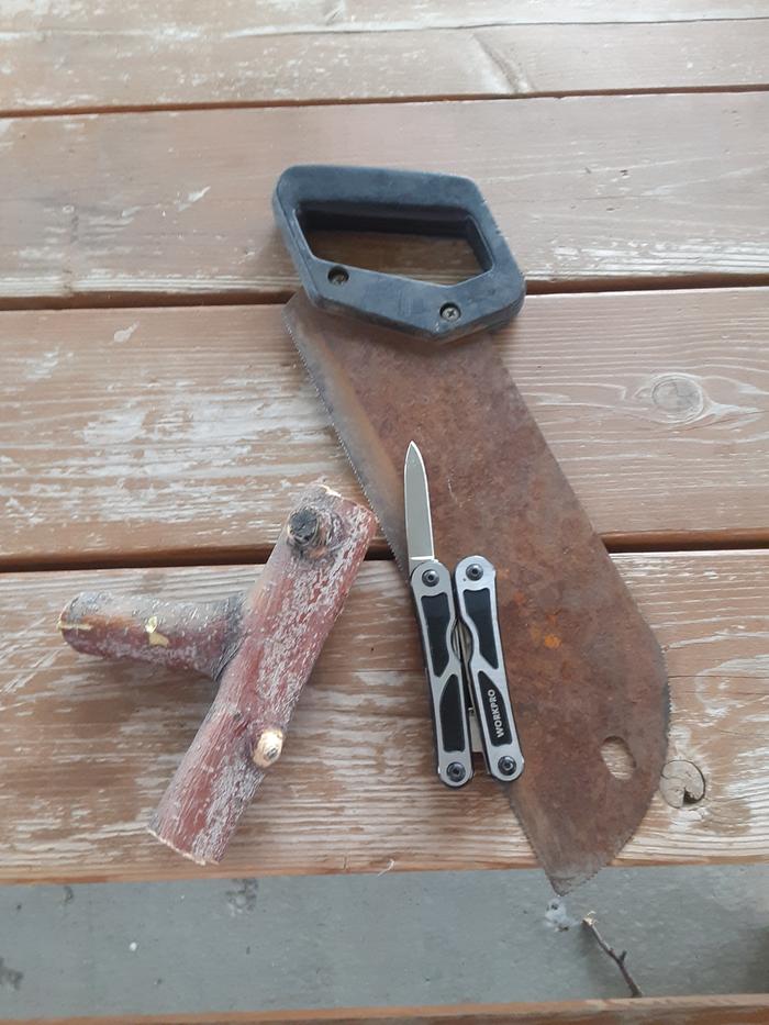 Raw tree branch with my tools
