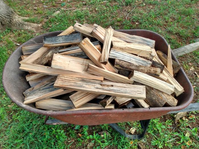 split logs for biochar burn