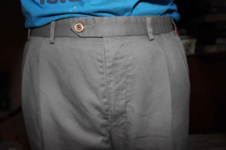 mending an old pair of trousers