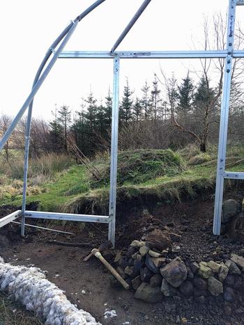 aluminium frame polytunnel under construction
