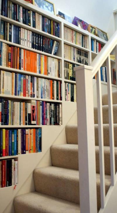 book storage built into starway