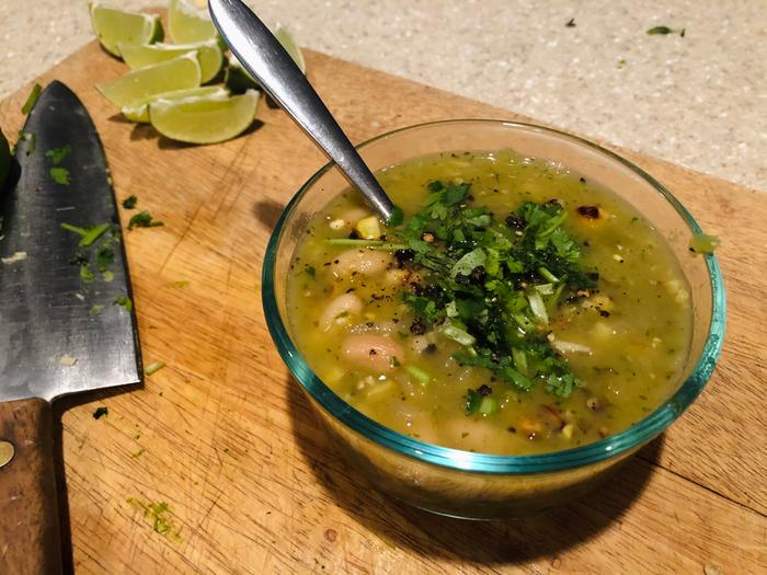 A vegan and verde version of pozole