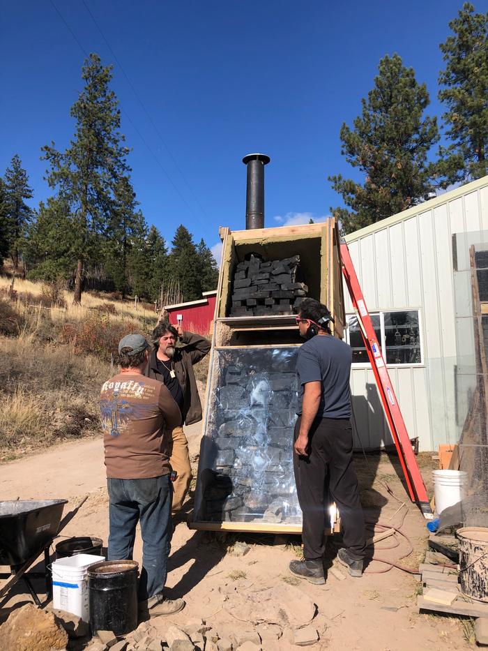 Rocket assisted solar dehydrator in progress 