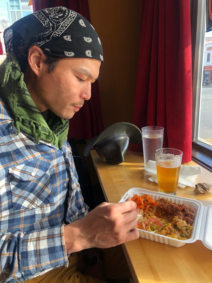 Running errands in town with a stop some lunchtime curry