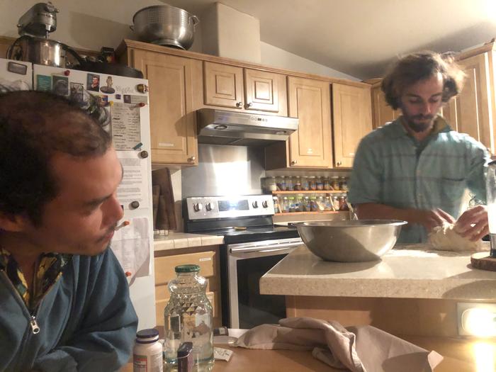 Grey making sourdough for us