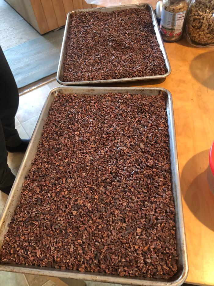 Our sepper Sam brought down some cacao nibs and showed up how to make chocolate!