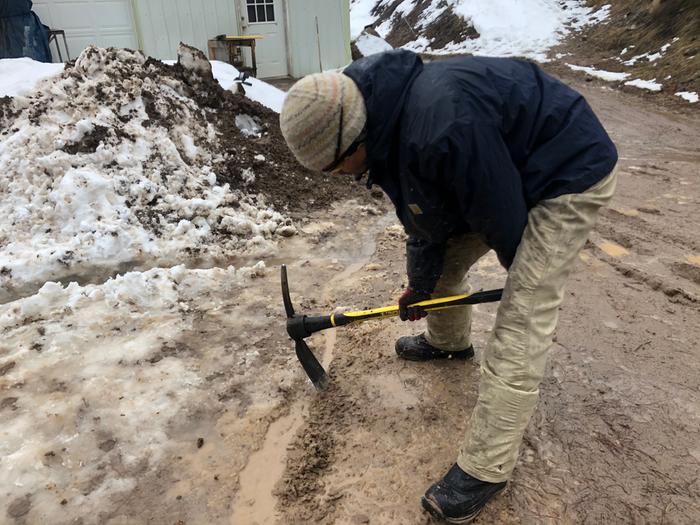 Guiding the rain and melting ice away from our precious bermshed posts 