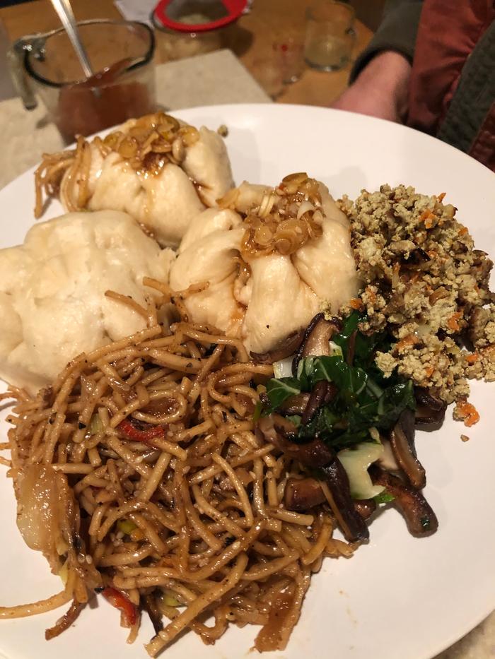 Bao buns 3 ways and lo mein for Grey’s birthday dinner. Plus 4 homemade dipping sauces