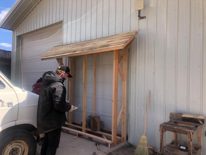 The bois (Grey, Kyle and Ryan) finished the new wood rack build outside the shop 