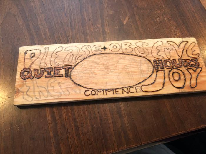 a very important sign almost finished. (Design by Dez, burning by my)
