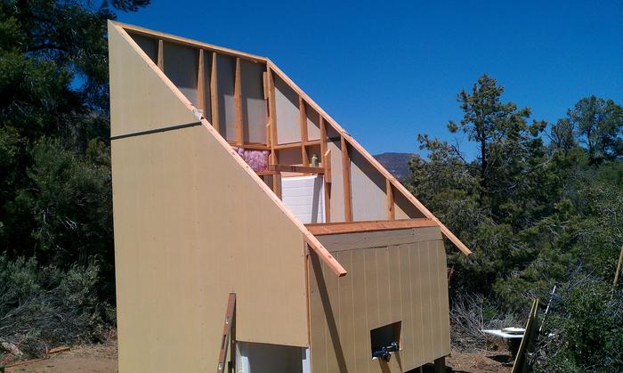We put in clear green house roofing. note plumbing access hole.
