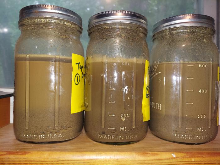 Jars gently shaken for 30 seconds in order and left to settle.