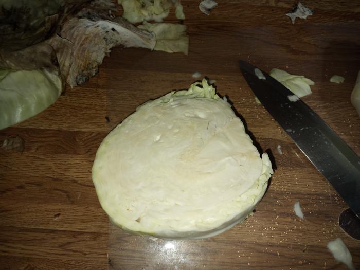 Cabbage steak ready for slow roasting 