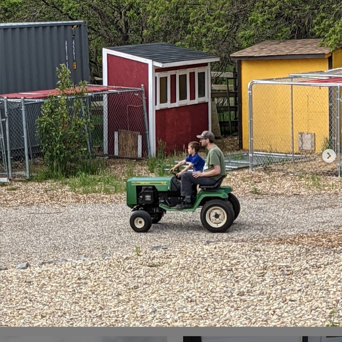 Riding on the tractor