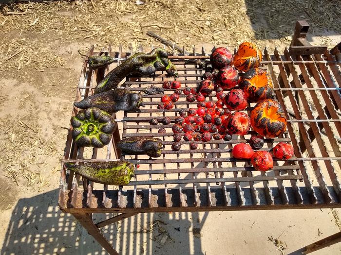 Scorched veggies.