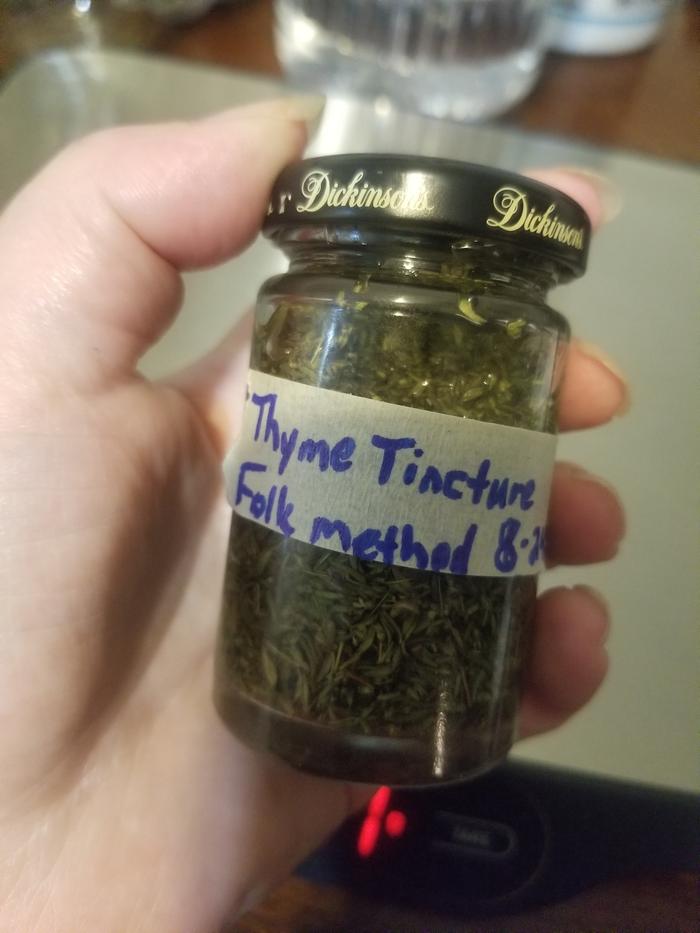 thyme soaking in vodka 