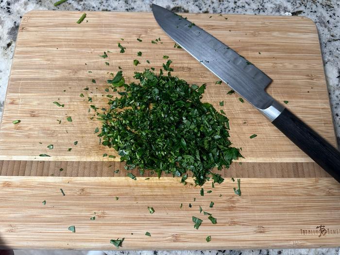 cutting up the leaves