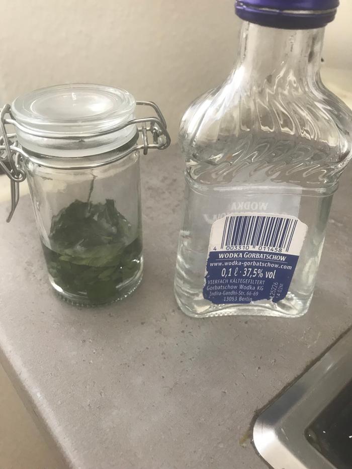 with part of the alcohol added,