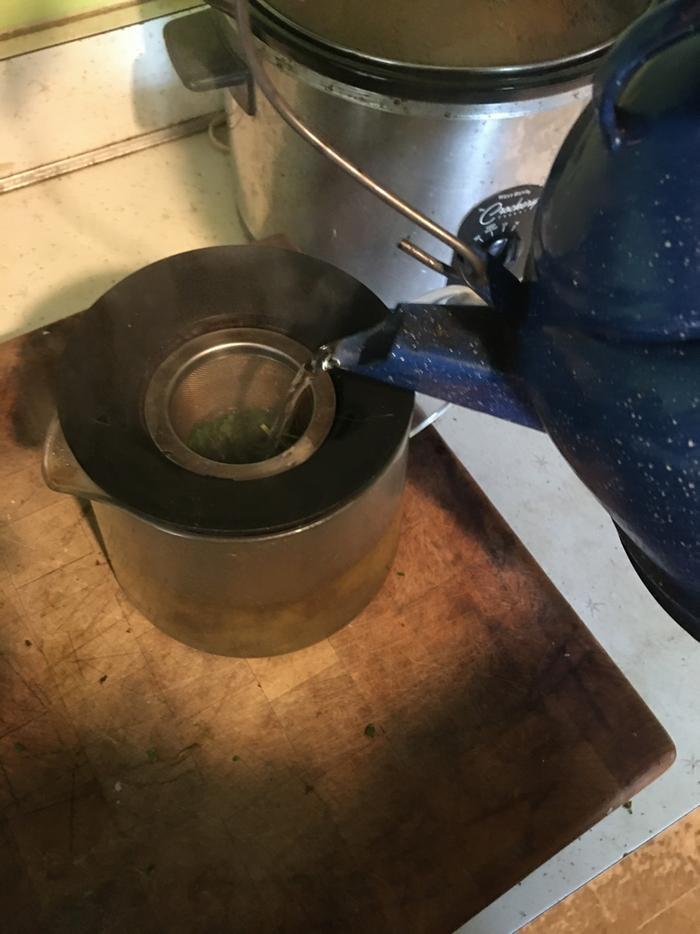 adding boiling water