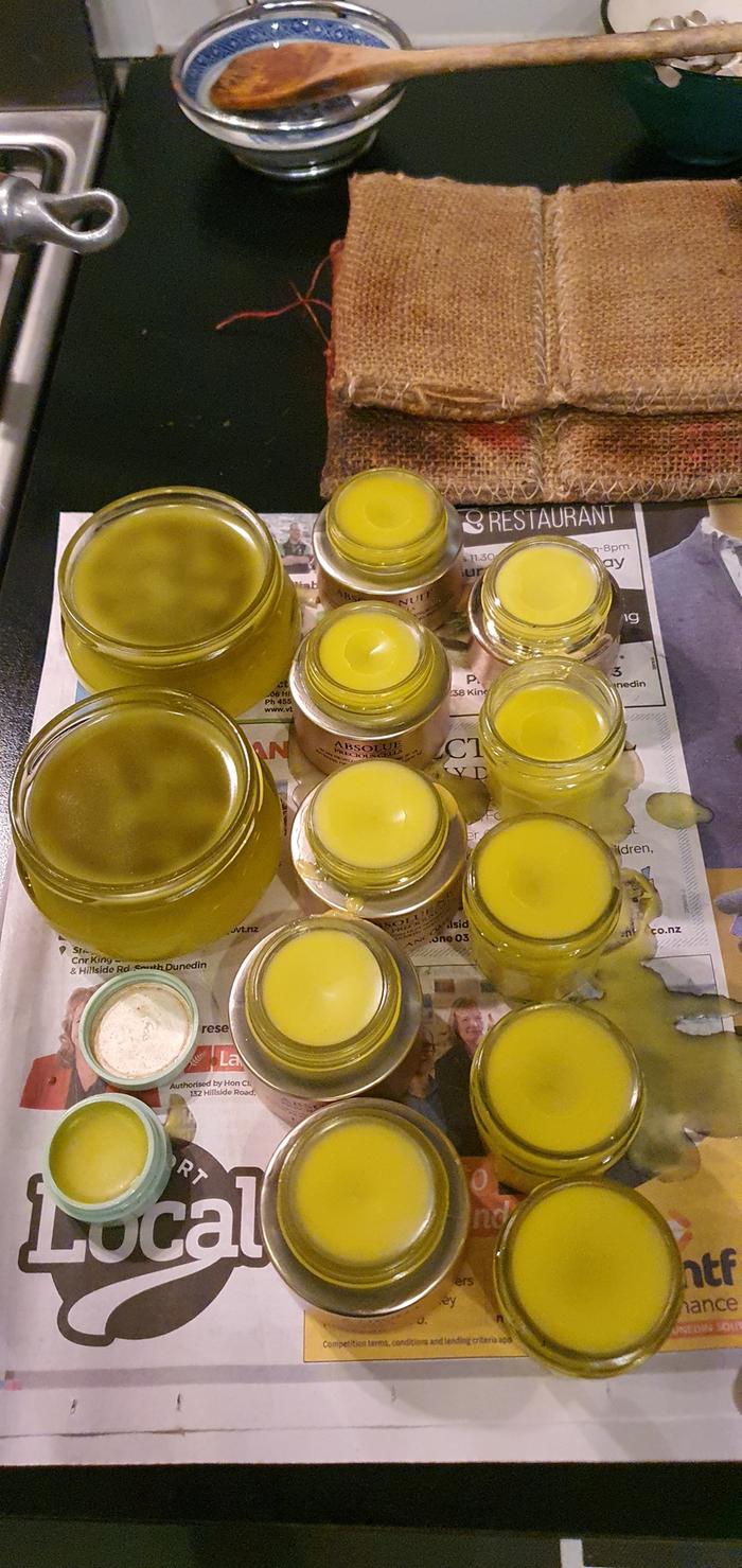 Jars of finished salve