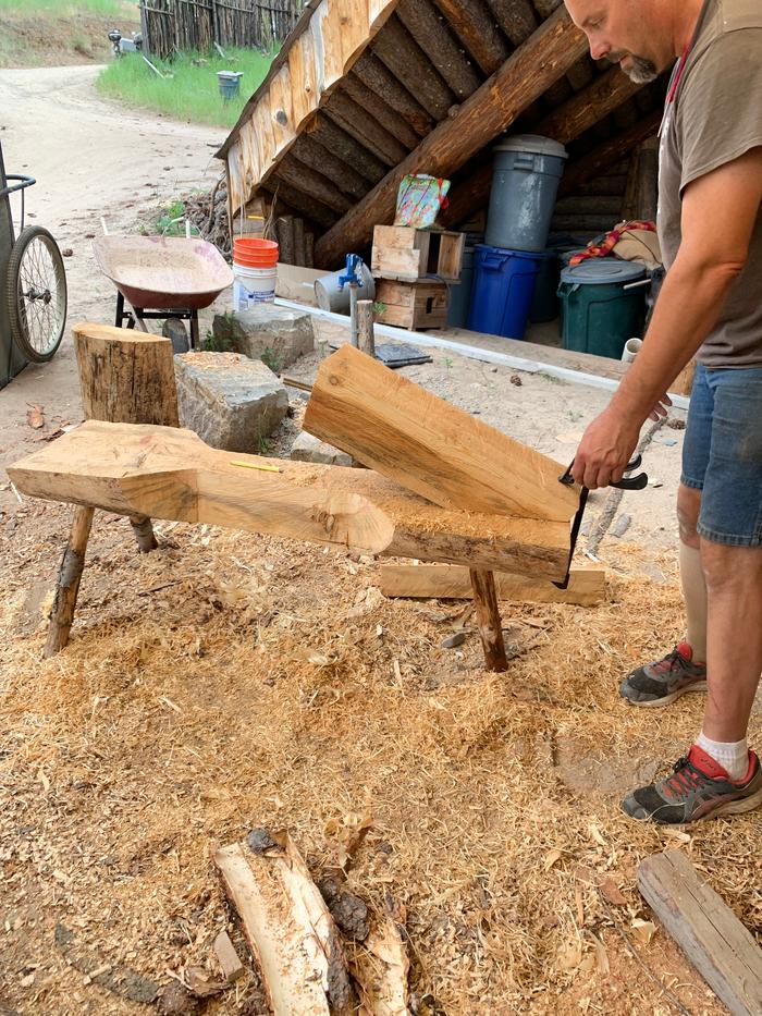 clamping-shaving-horse-parts-at-permaculture-technology-jamboree