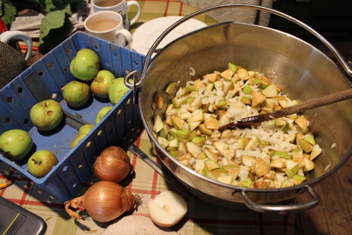 making chutney with dropped fruit