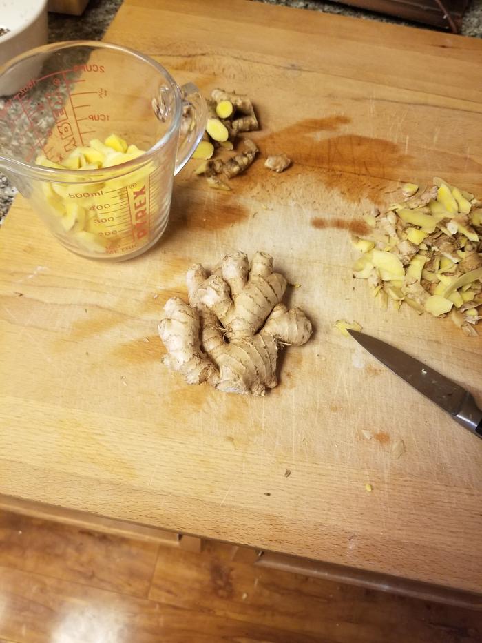 prepping store-bought ginger