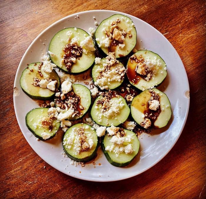 Cucumbers with balsamic and feta.