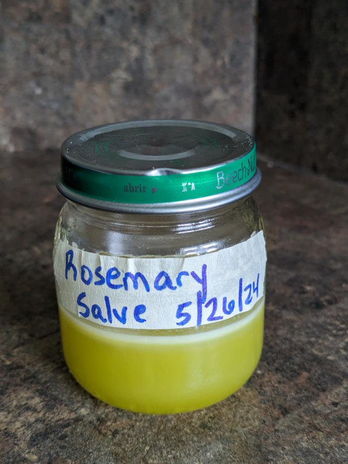 Finished, labeled rosemary salve