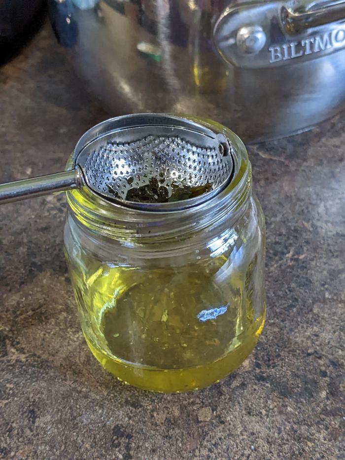 Straining the oil