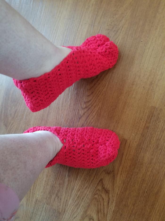 completed slippers on my feet!