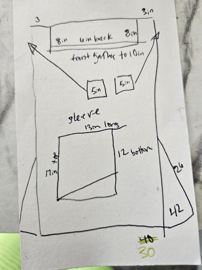 my pattern, triangles and rectangles to fit me