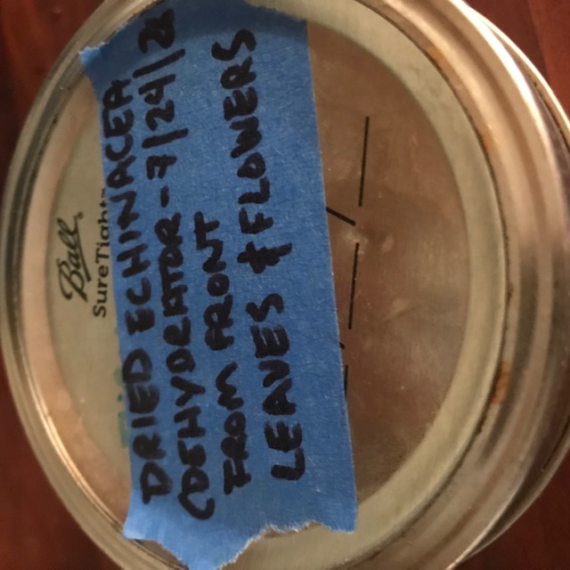Jar of dried leaves and flowers