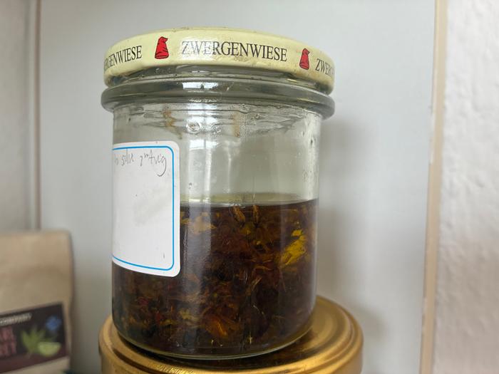 Kept in olive oil for 1 month.