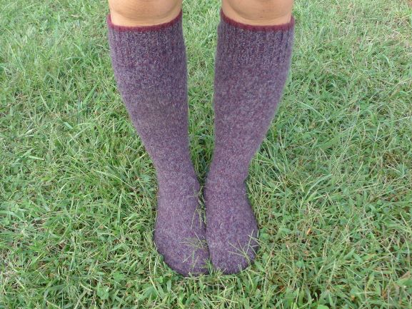 Knee high socks from wool sweater