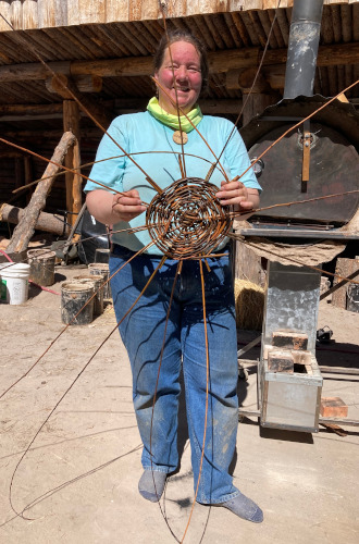 Summer 2021 at Wheaton Labs - Making a basket and wearing the same jeans as below