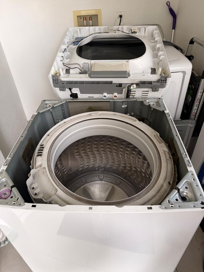 Opened up the washer and started removing the suspension rods