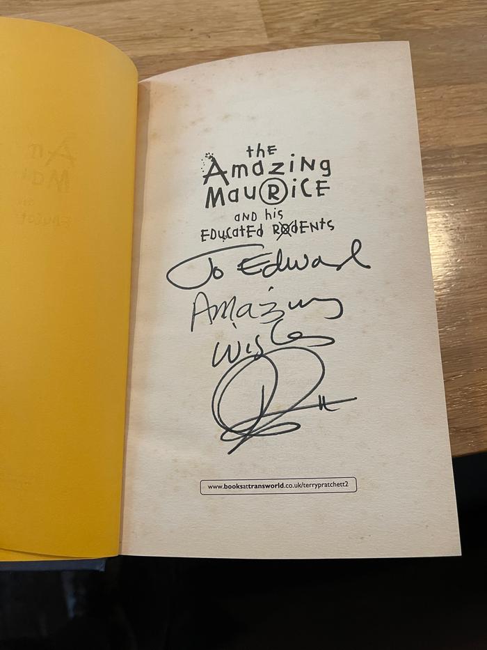 Signed book by Terry Pratchett