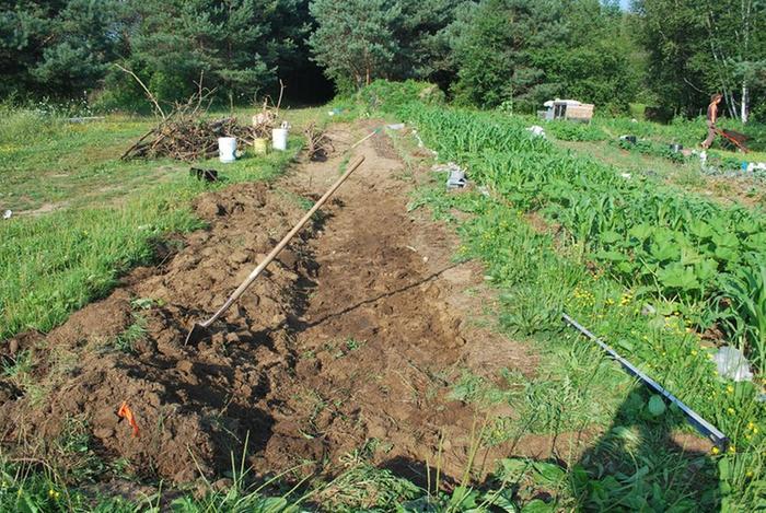 Here's a hugelkultur bed under construction