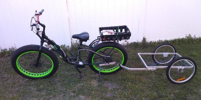 Fat bike with trailer and new tire