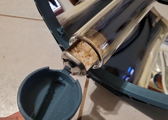 Pulling tray out after bringing it in after 67mins cooking