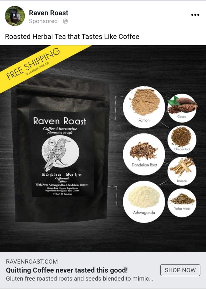 Raven Roast coffee alternative