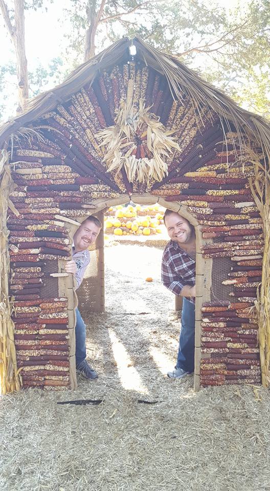 The hubs (ginger) and me (plaid bear) at the Dallas Arboretum autumn festival