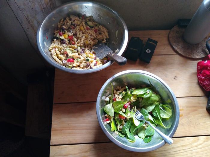 Pasta salad with some homemade Greek dressing.. Yum 